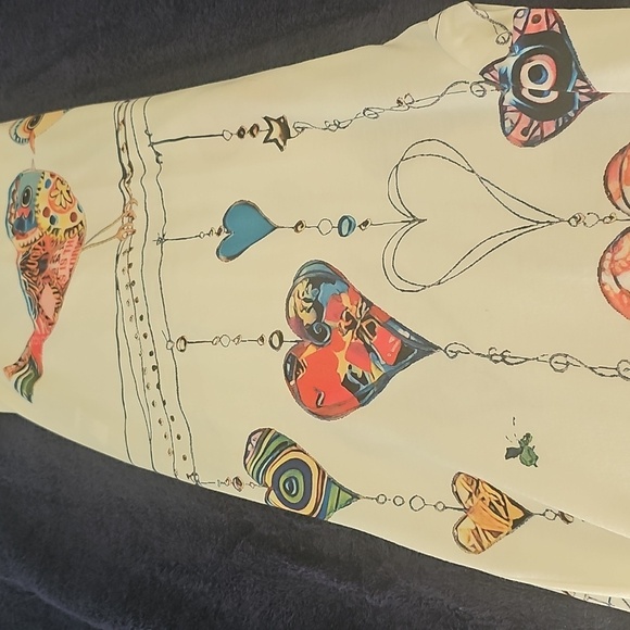 NWOT White Printed Tie Strap Jumpsuit/Overalls Colorful Bird/Heart Design Medium - Picture 12 of 15